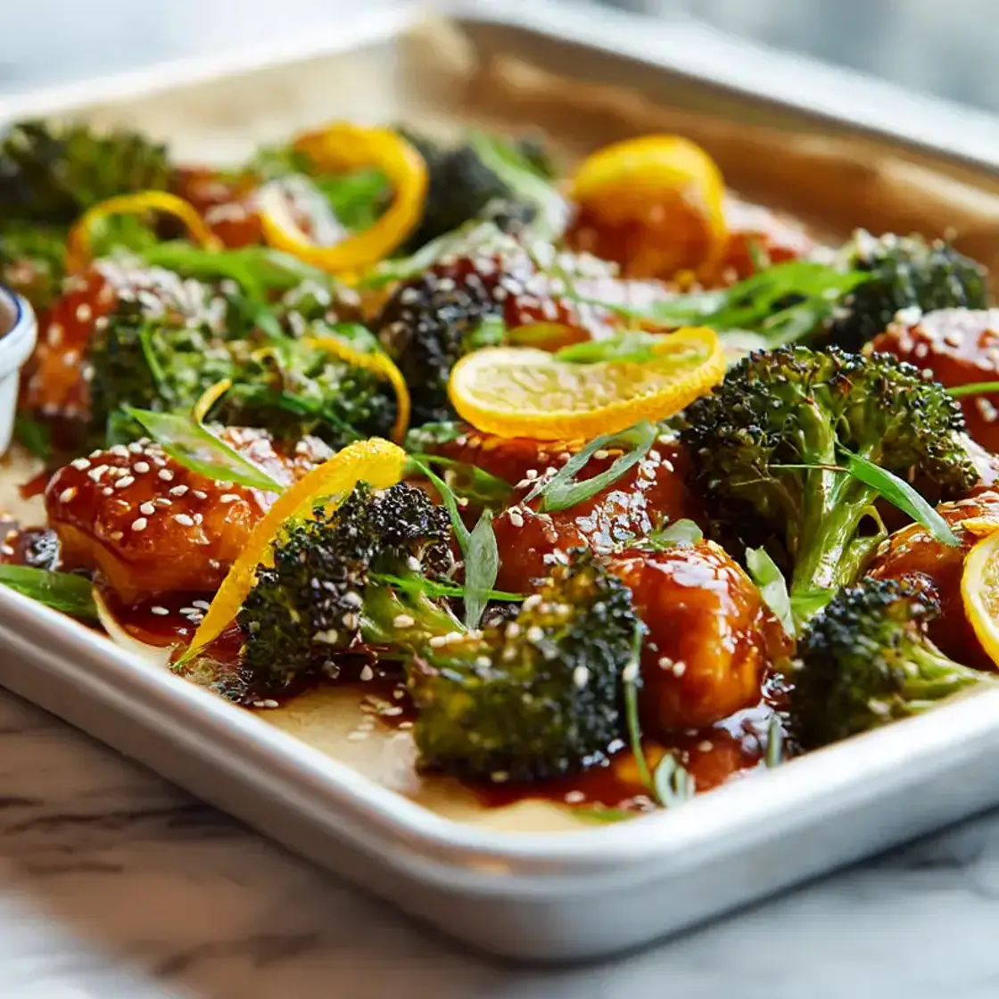 Sheet Pan Chili Ginger Orange Chicken & Broccoli (30 Minutes)