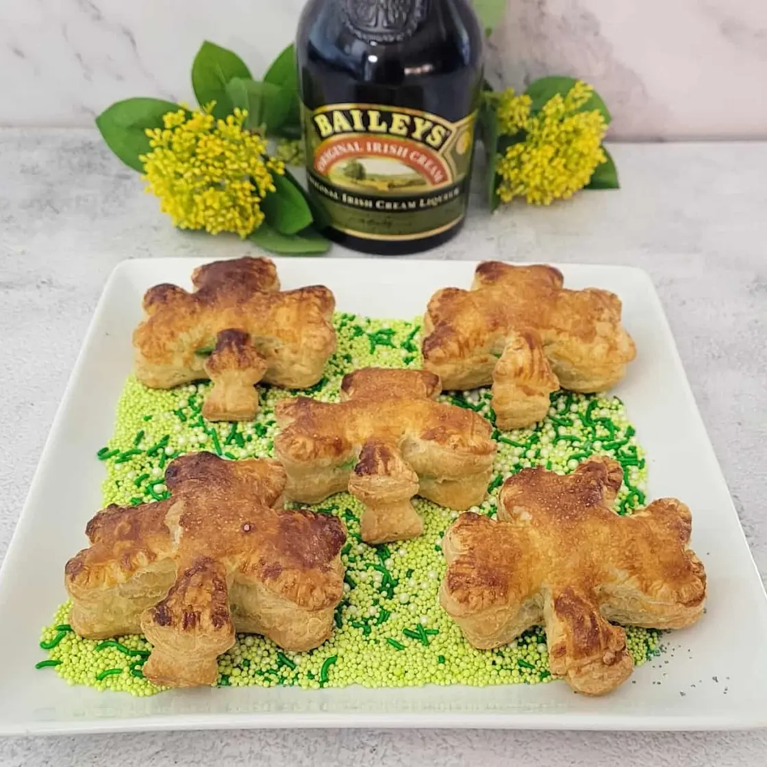 Puff Pastry Shamrocks with Baileys Irish Cream
