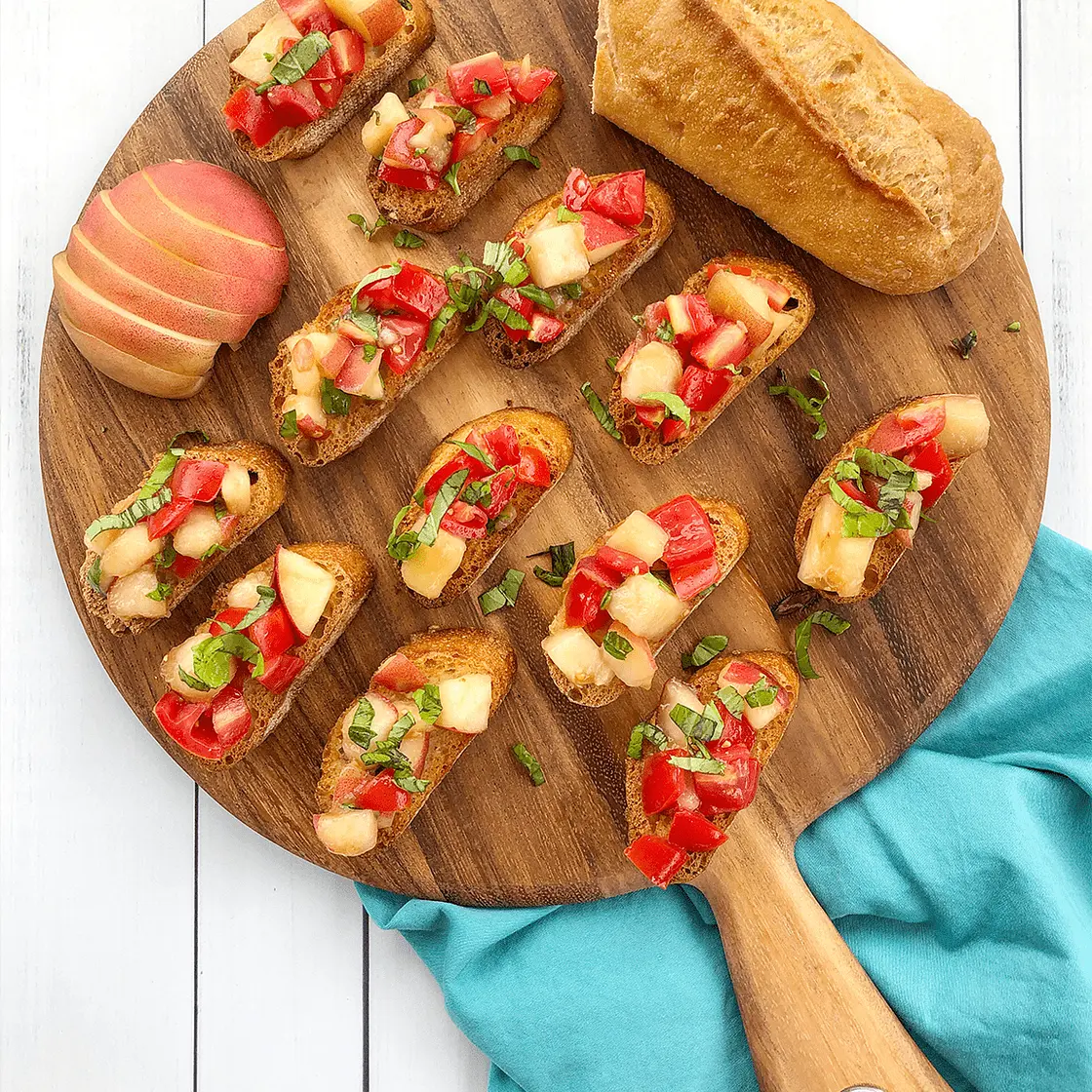 Peach and Tomato Bruschetta