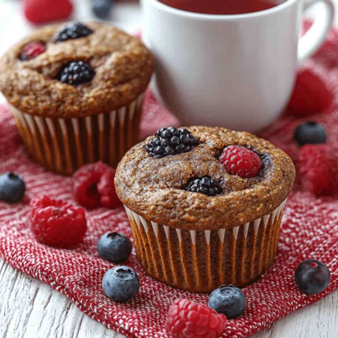 Magdalenas Keto de Lino y Cacao con Frutos Rojos