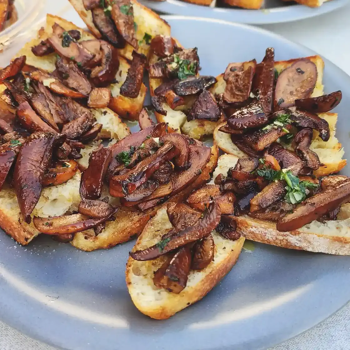 Tawny Milkcap Mushroom On Toasted Garlic Bread