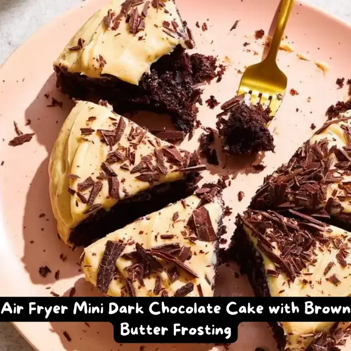 The Best Air Fryer Mini Dark Chocolate Cake with Brown Butter Frosting
