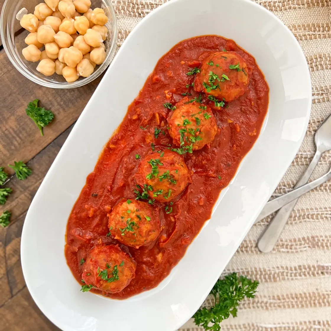 Chickpea Meatballs in Tomato Sauce