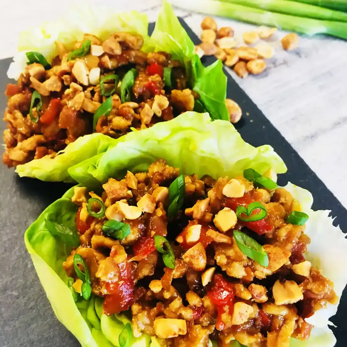 Blackstone Peanut Chicken Lettuce Wraps