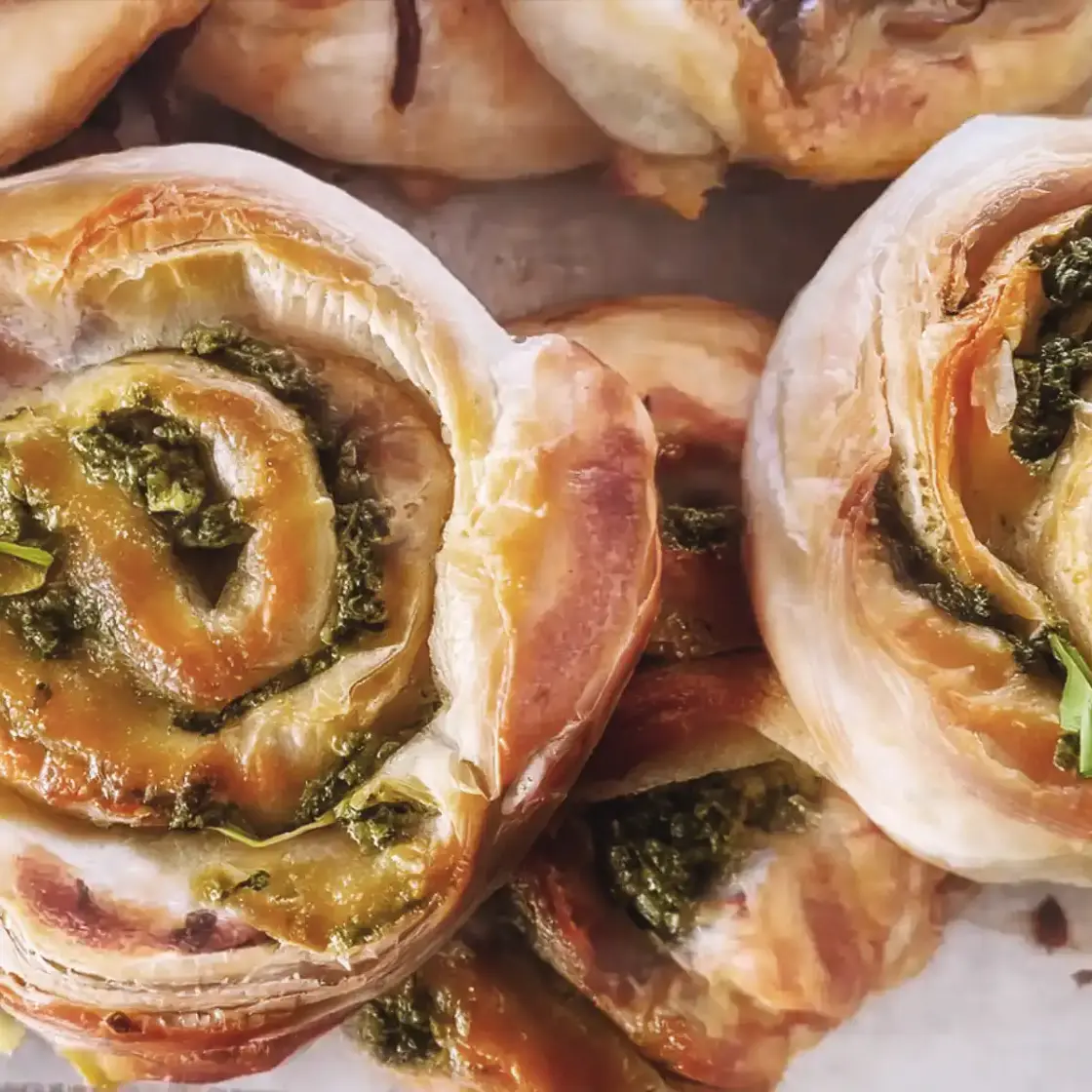Homemade Pesto Pinwheels - Puff Pastry