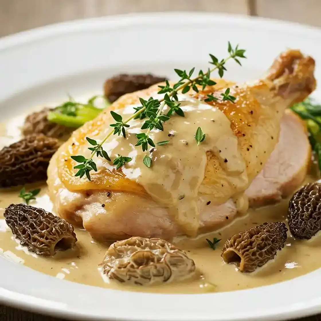 Poulet de Bresse au Vin Jaune et Morilles