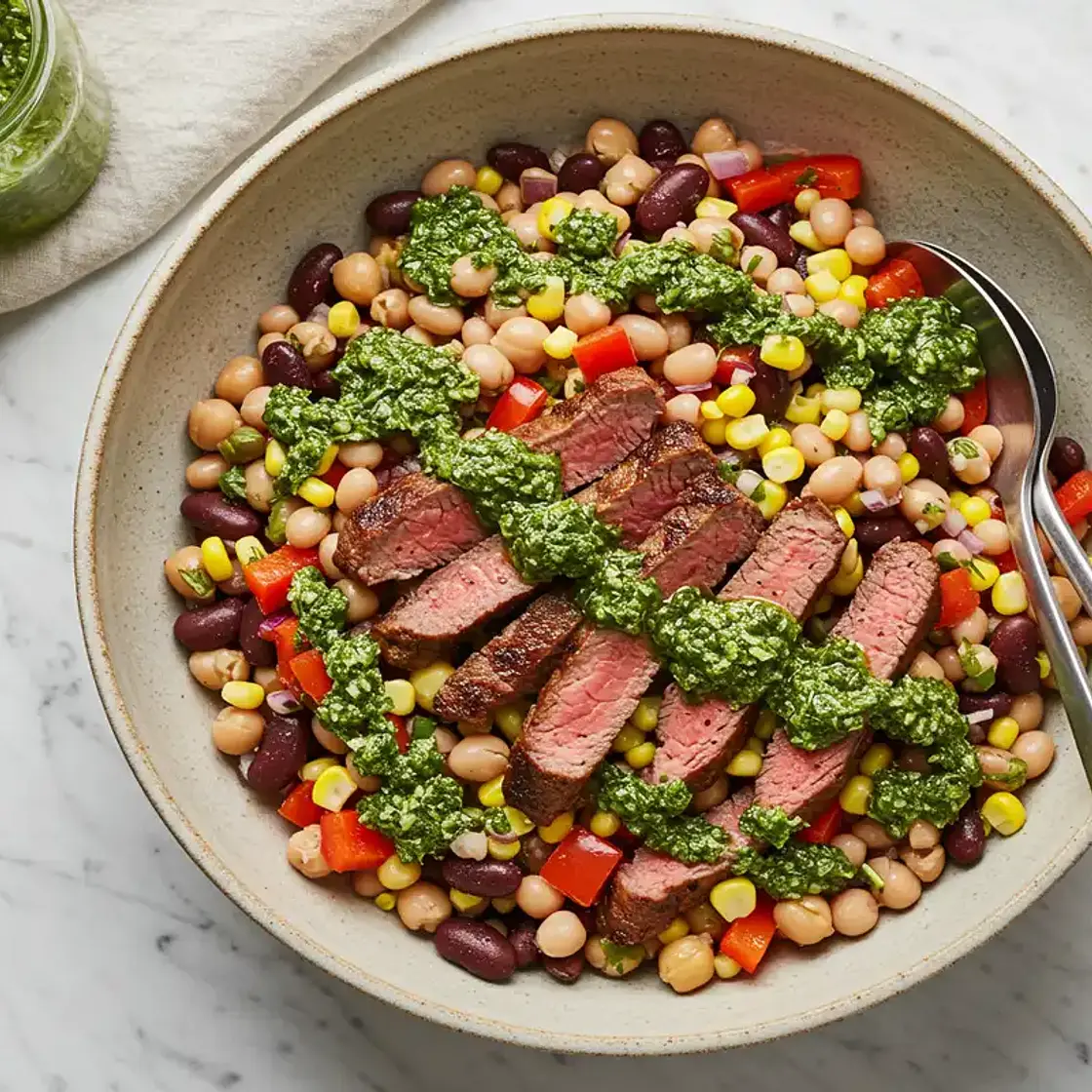 Steak Chimichurri Dense Bean Salad