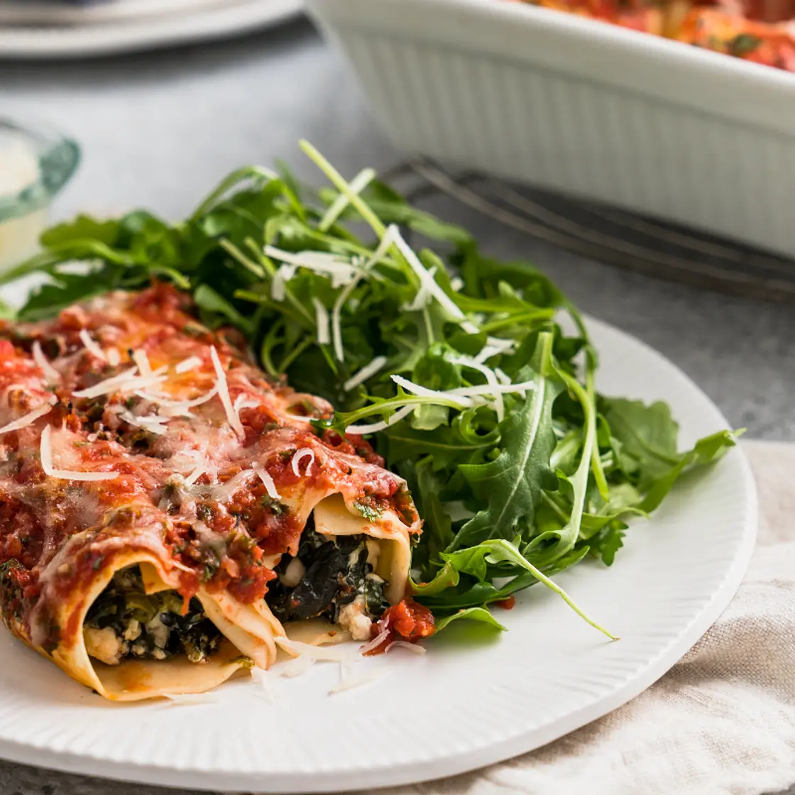 Spinach and feta cannelloni