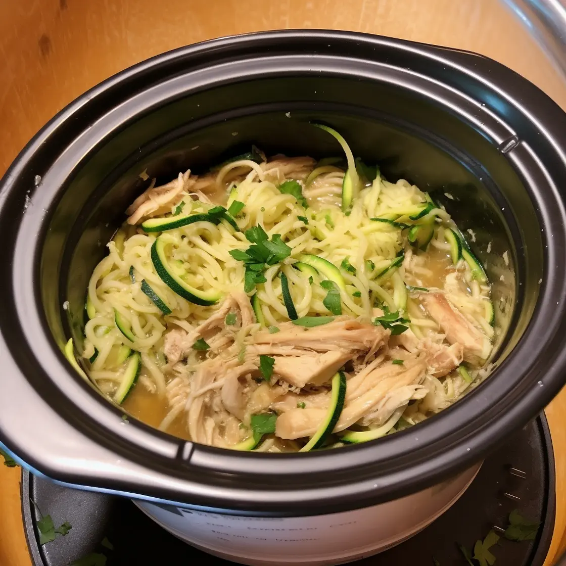 Amazing Crockpot Chicken and Zucchini Noodles