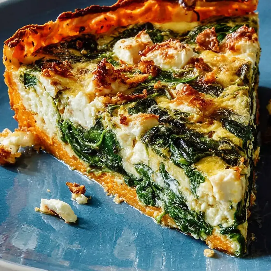 Spinach & Feta Quiche with Sweet Potato Crust