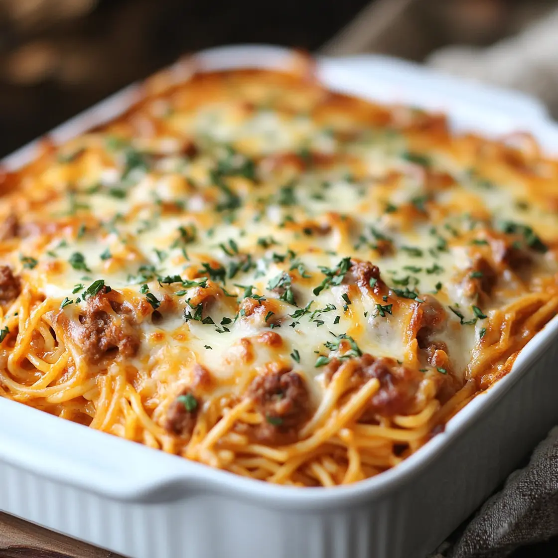 Baked cream cheese spaghetti casserole