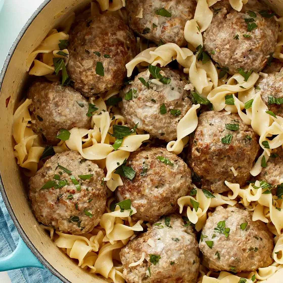One-Pot Swedish Meatballs with Egg Noodles