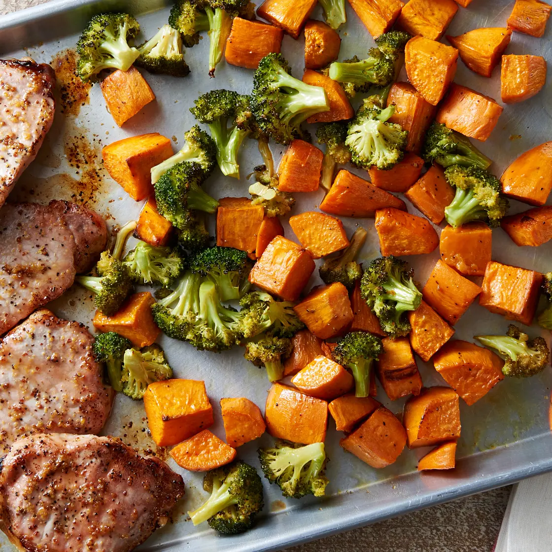 Sheet-Pan Honey-Balsamic Pork Chop Dinner
