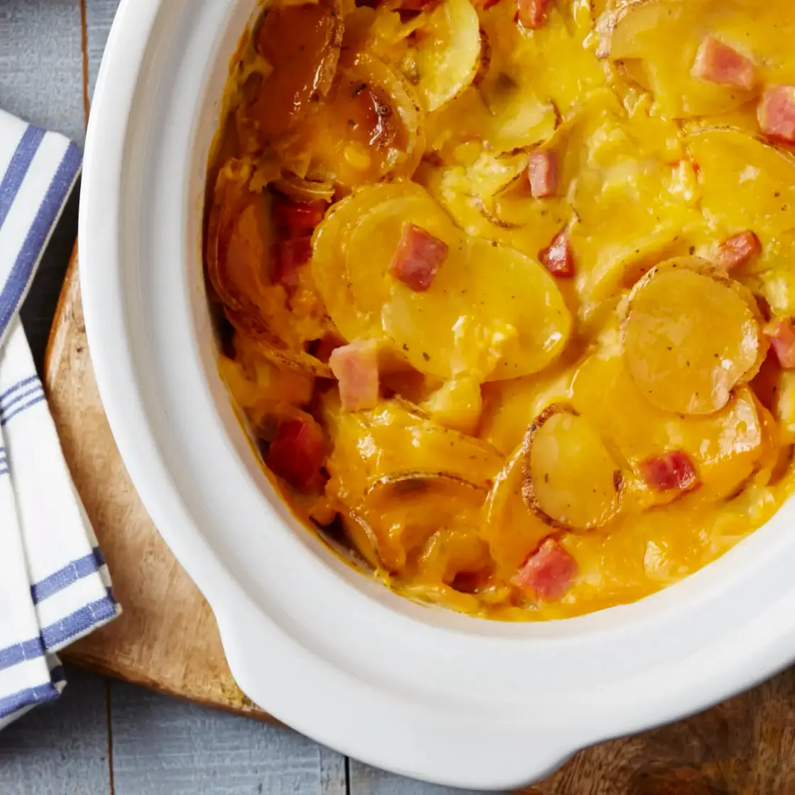Slow-Cooker Cheesy Ham au Gratin