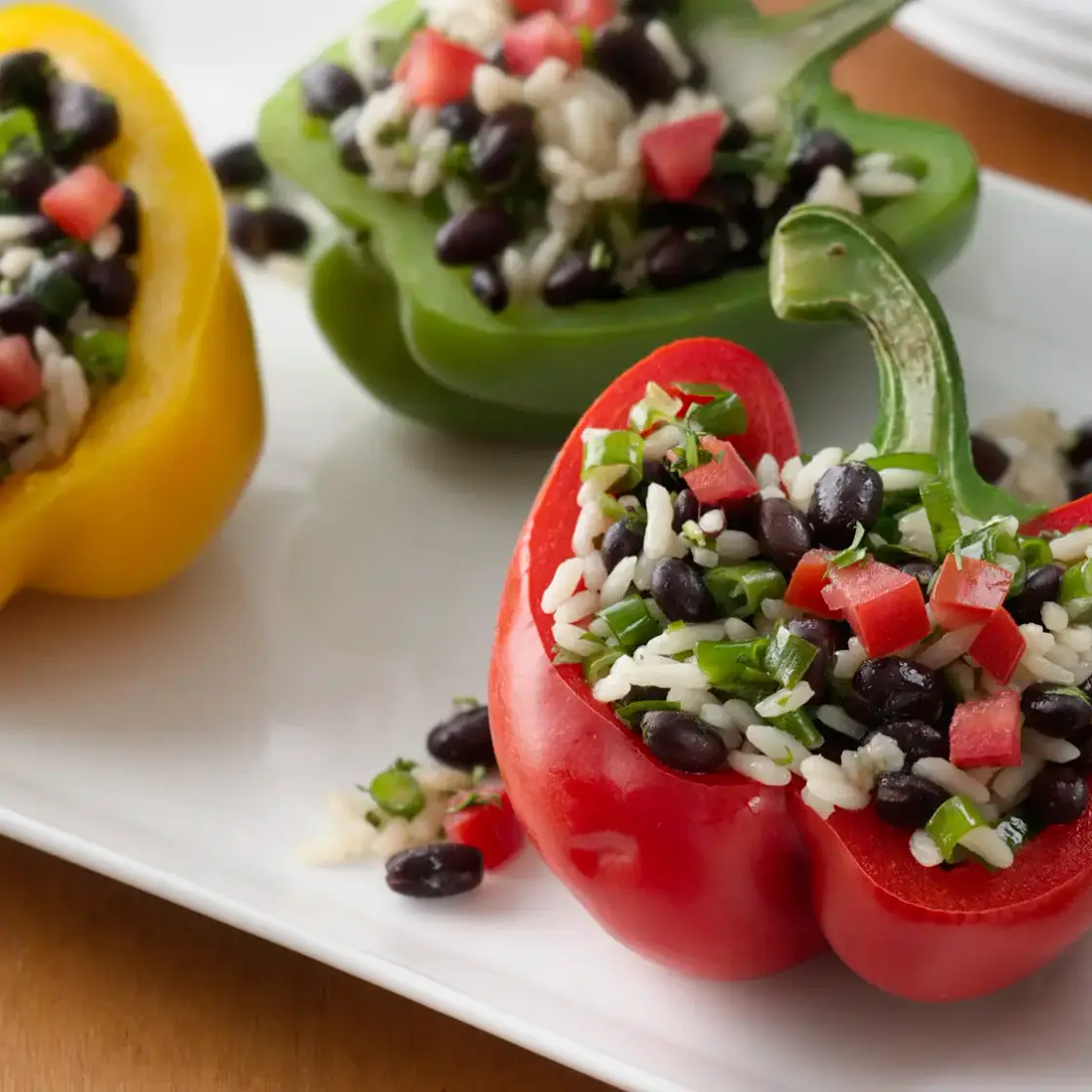 Grilled Black Bean- and Rice-Stuffed Peppers