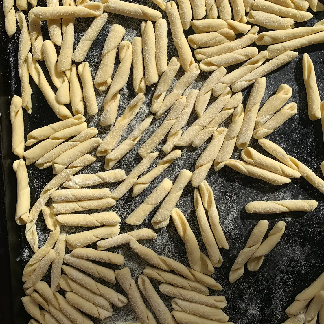 Making Fusilli with Homemade Semolina Pasta Dough