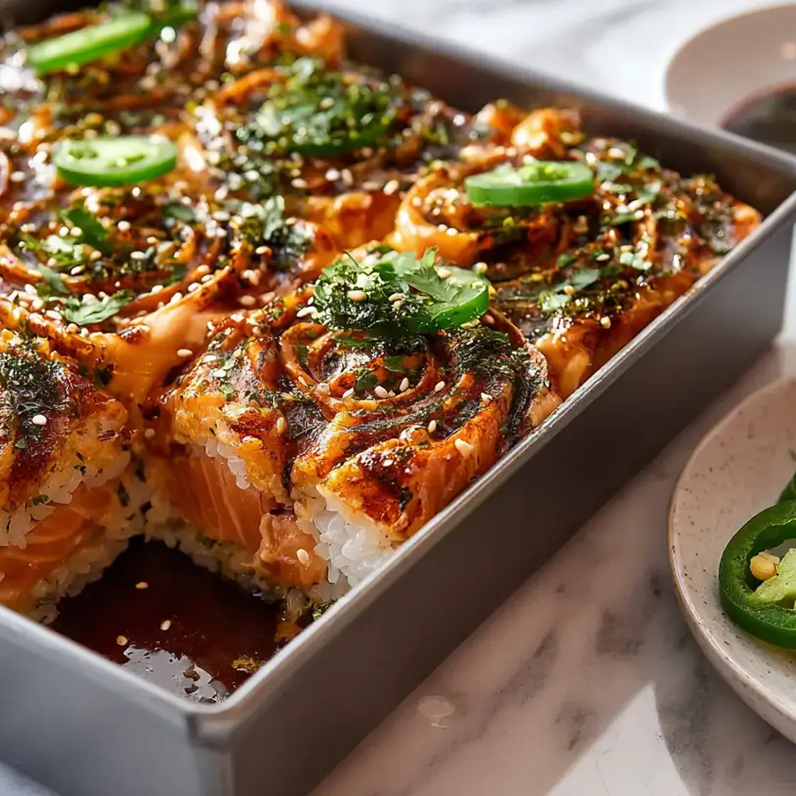 Spicy Salmon Sushi Bake