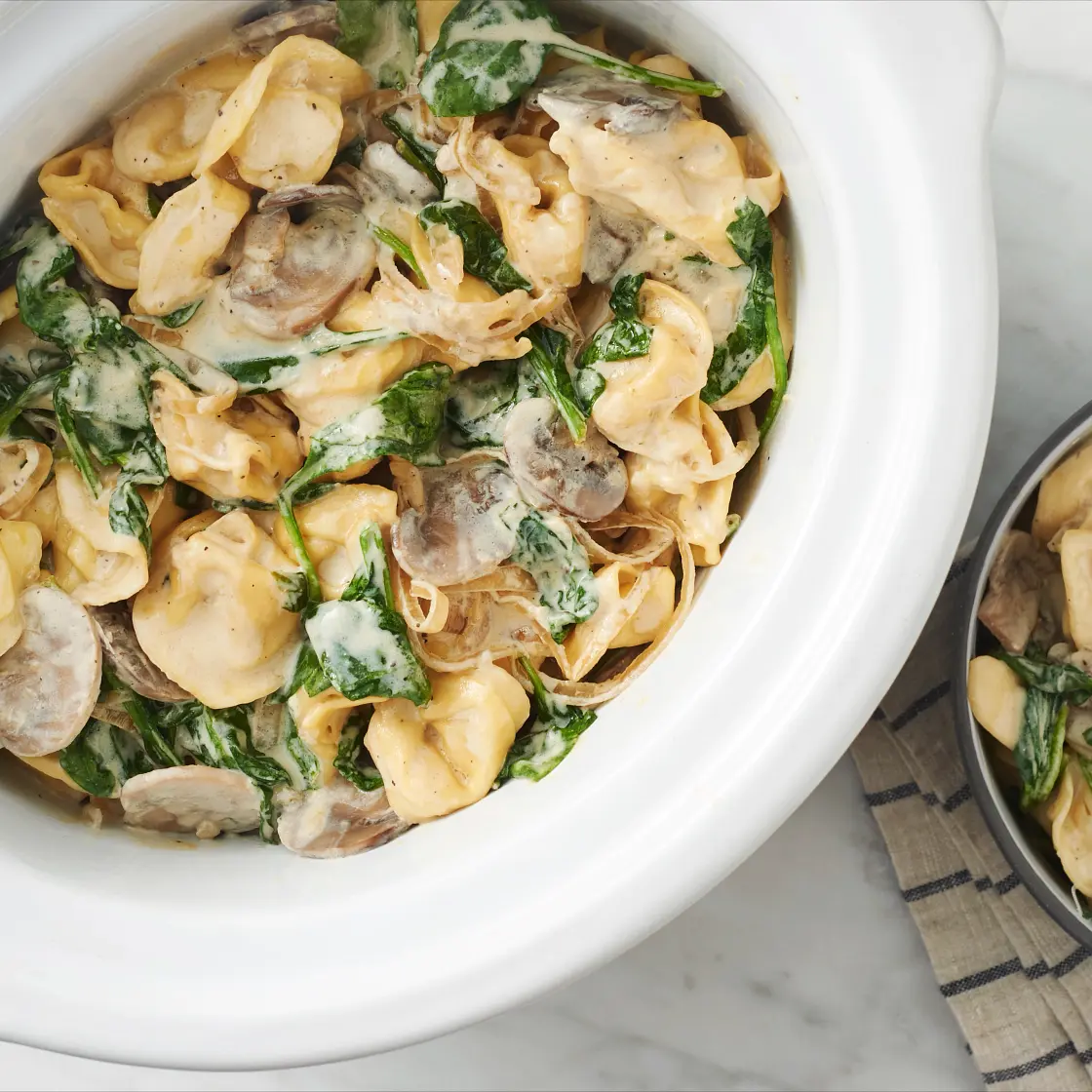 Slow-Cooker Spinach-Mushroom Tortellini