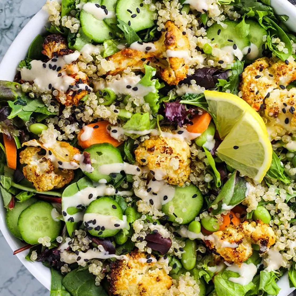 Roasted Cauliflower Salad with Creamy Tahini Dressing