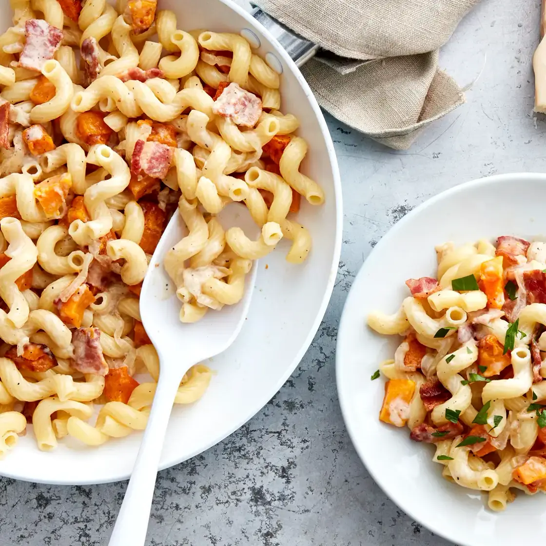 Creamy Bacon and Butternut Squash Pasta