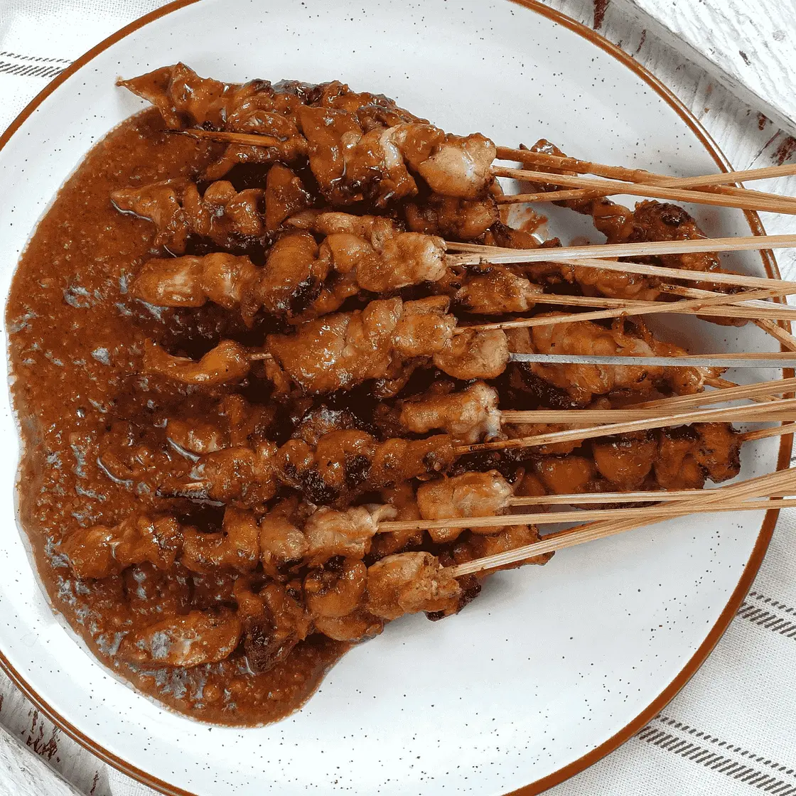 Indonesian Sate Padang (Beef Skewers with Peanut Sauce)