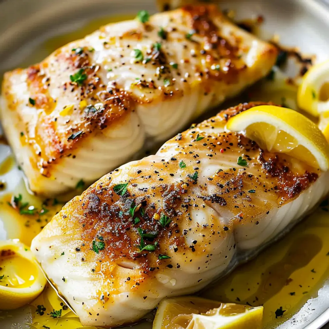 Golden Seared Cod with Herb Butter Sauce