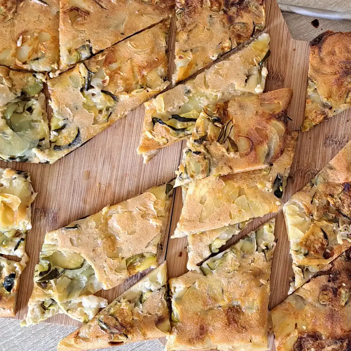 Zucchini Scarpaccia Recipe with Trumpet Mushrooms