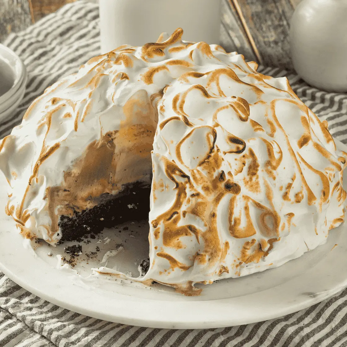 Baked Alaska (Meringue Covered Ice Cream Dessert)