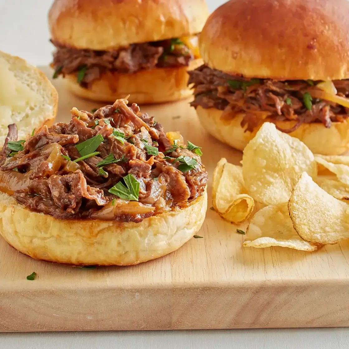 Slow-Cooker French Onion Shredded Beef Sandwiches