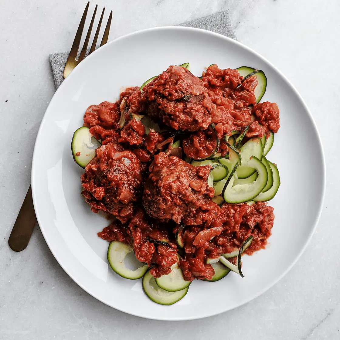 Easy Instant Pot Italian meatballs with zucchini noodles