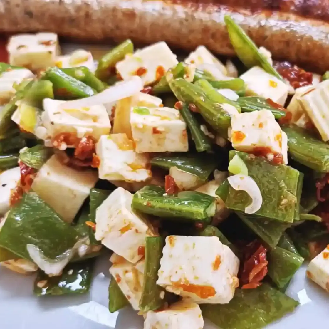 Mediterrean Green Bean Feta Tomato Salad
