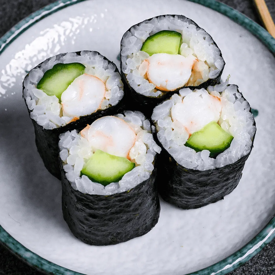 Ebikyu Maki (Shrimp and Cucumber Sushi Rolls)