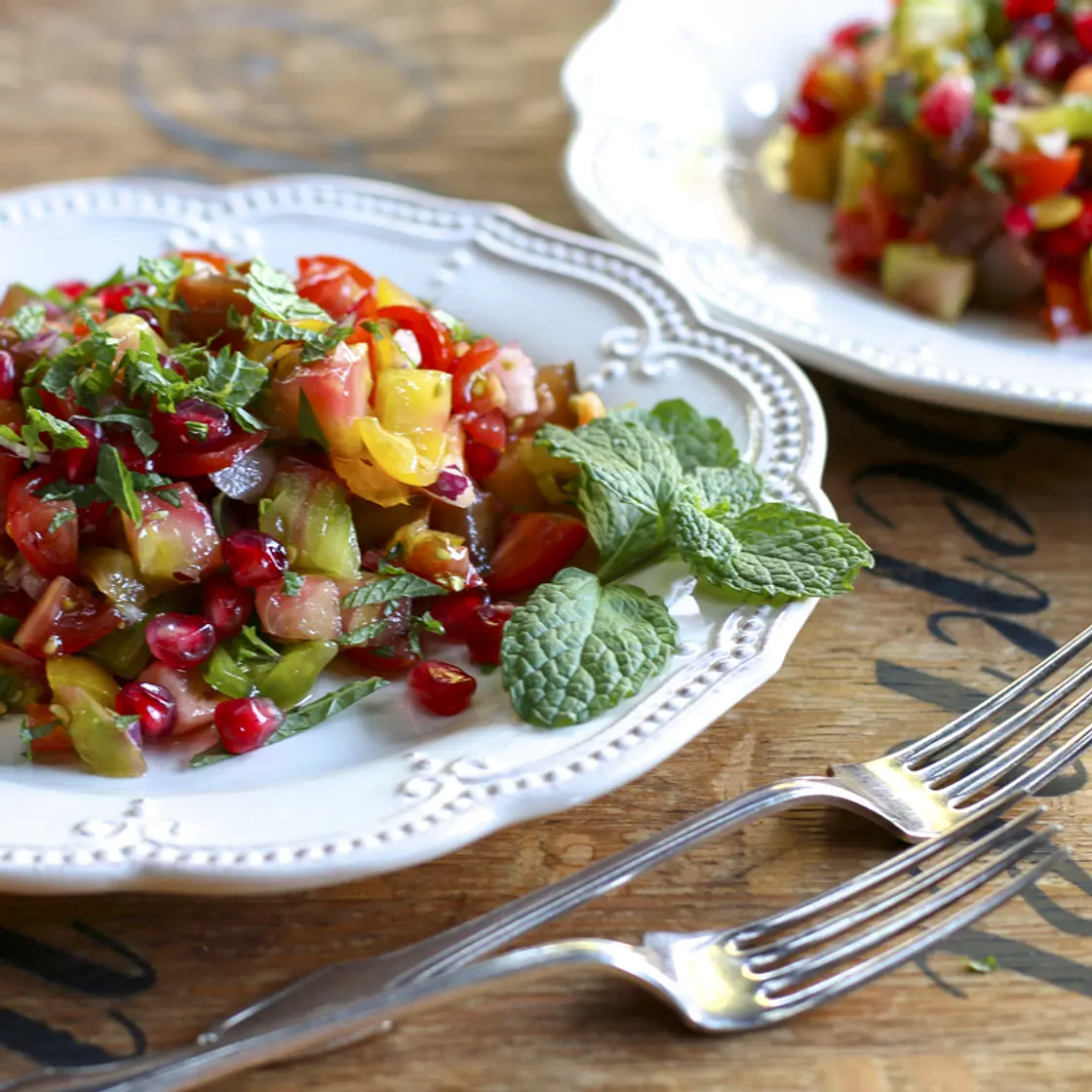 Ottolenghi's tomato and pomegranate salad