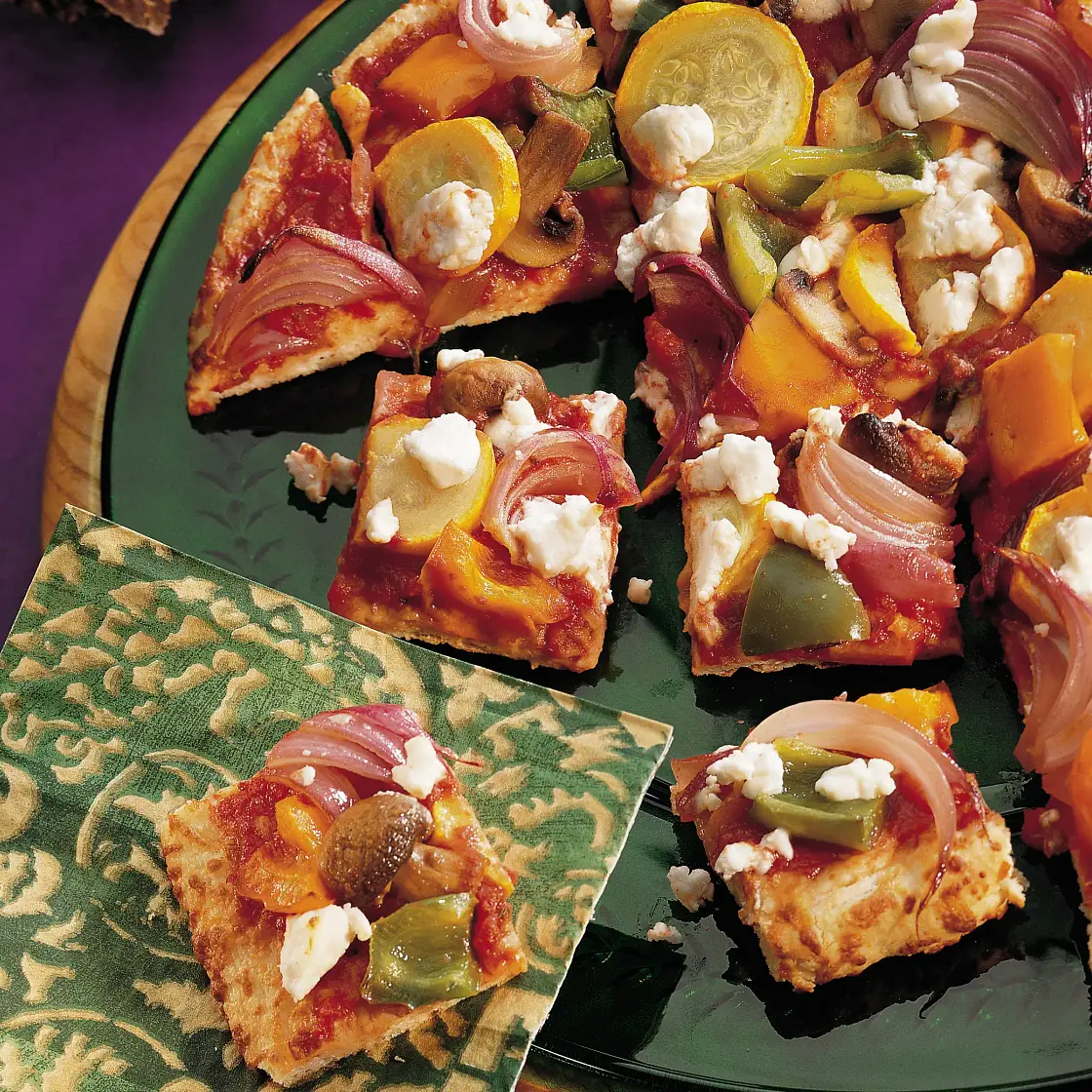 Roasted Vegetable and Goat Cheese Pizza