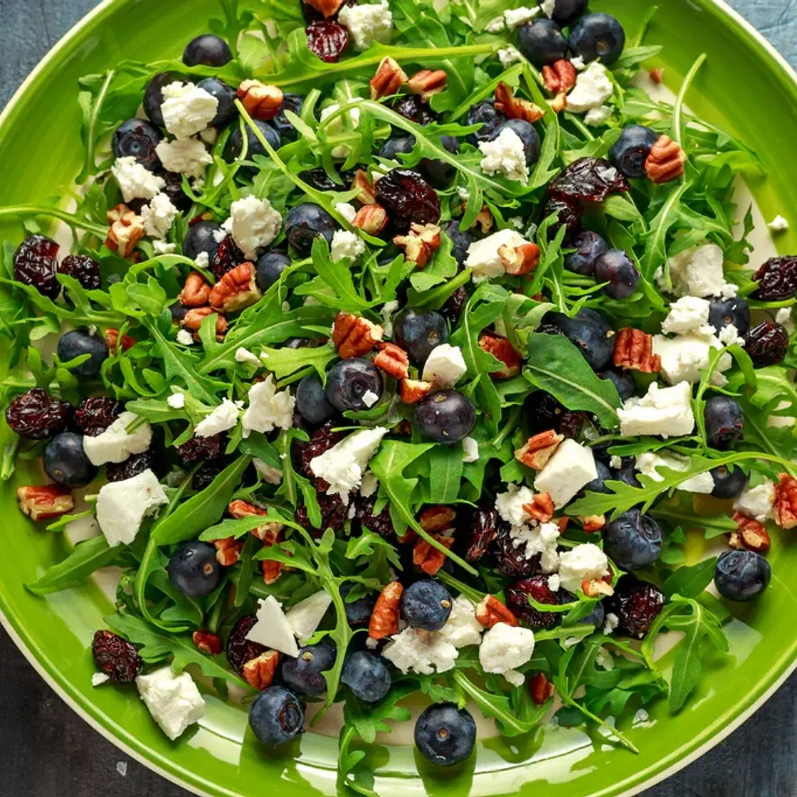 Blueberry-Cranberry Arugula Salad with Cinnamon Vinaigrette