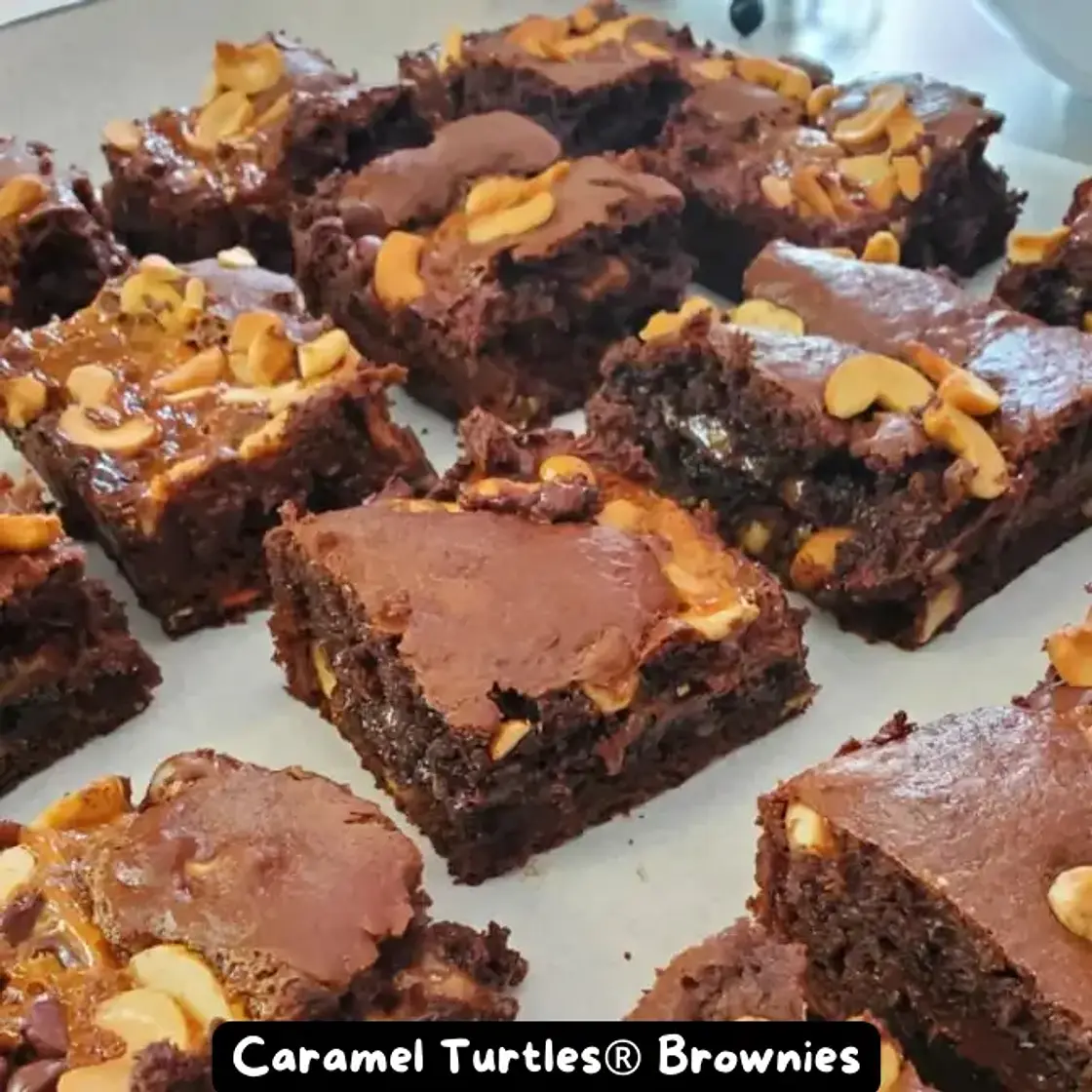 The Best Caramel Turtles Brownies