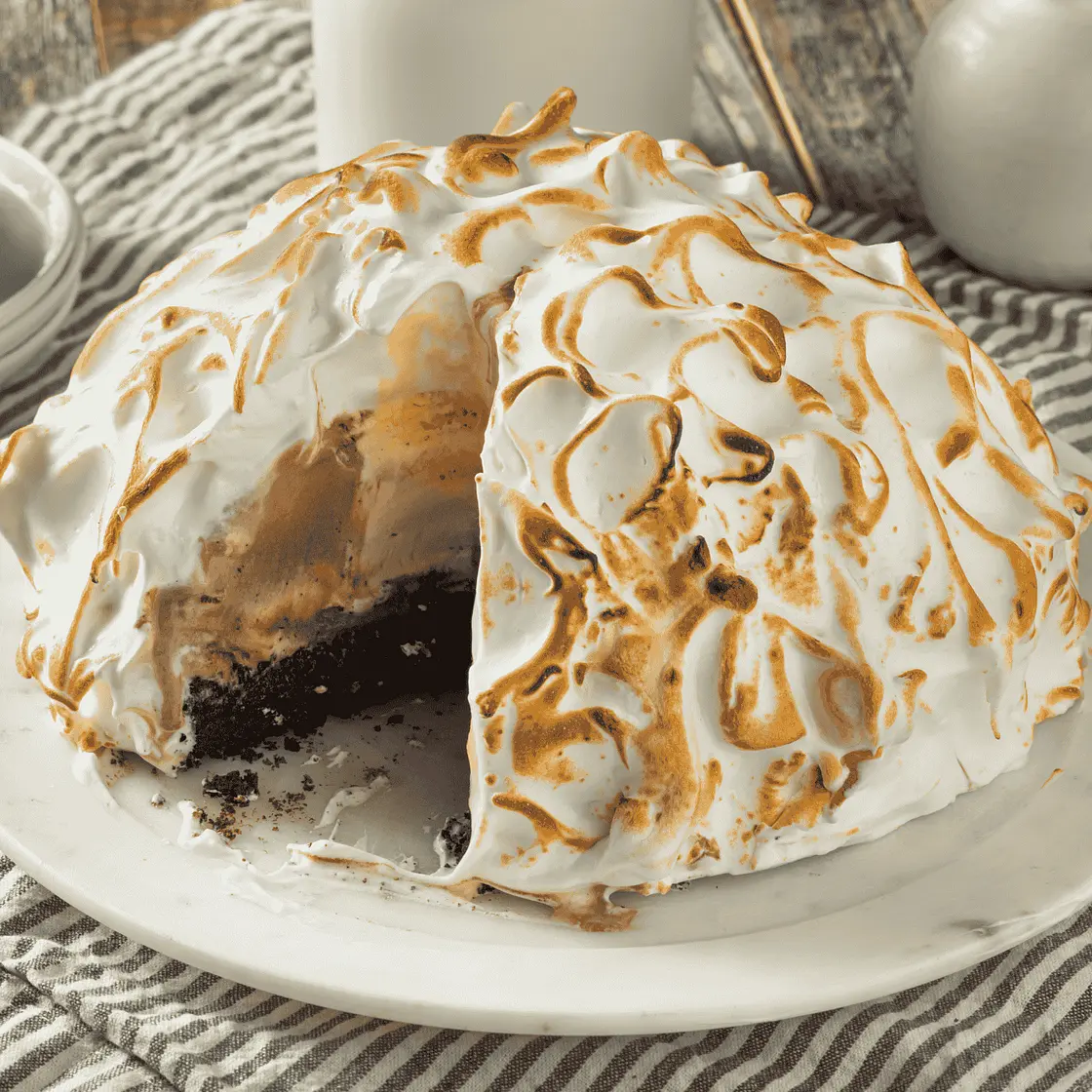 Baked Alaska (Meringue Covered Ice Cream Dessert)