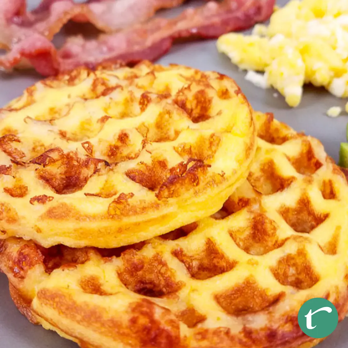 Easy Breakfast Chaffles with Eggs and Bacon