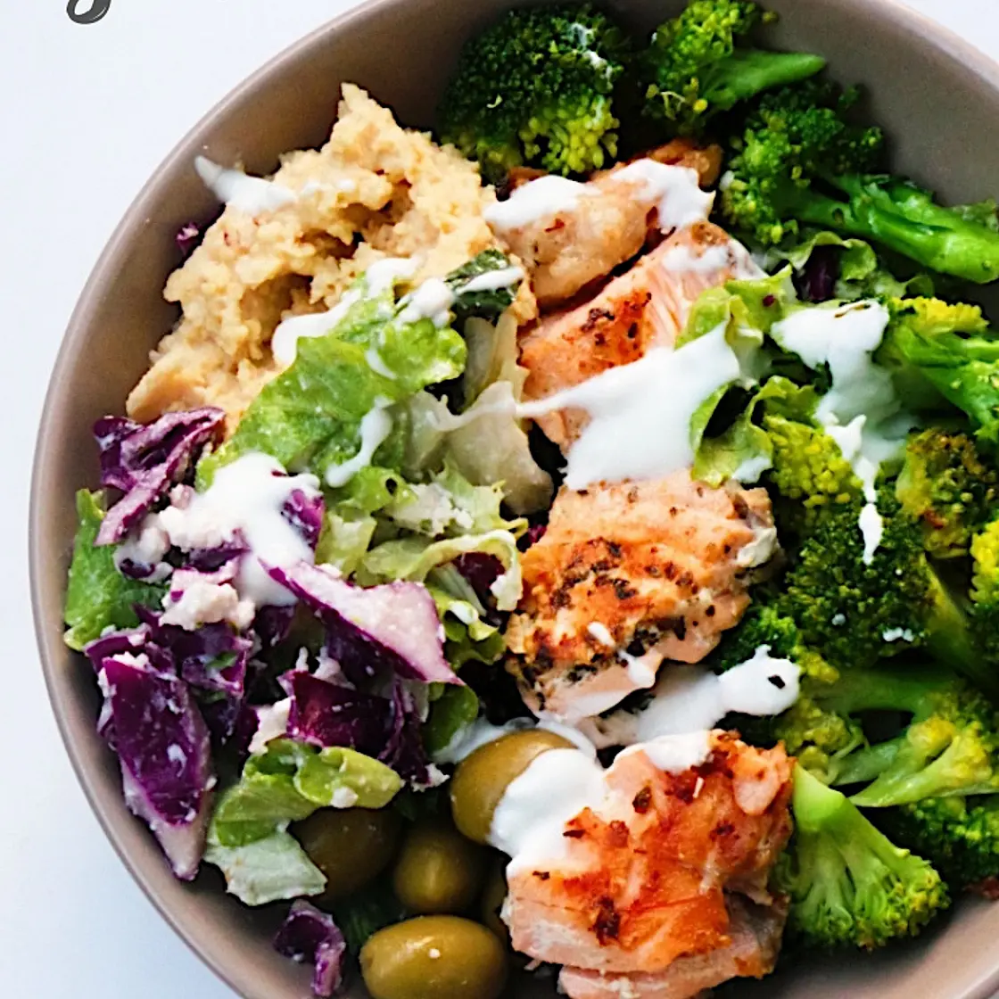 Mediterranean Salmon Bowl | Low-Carb / Keto Option