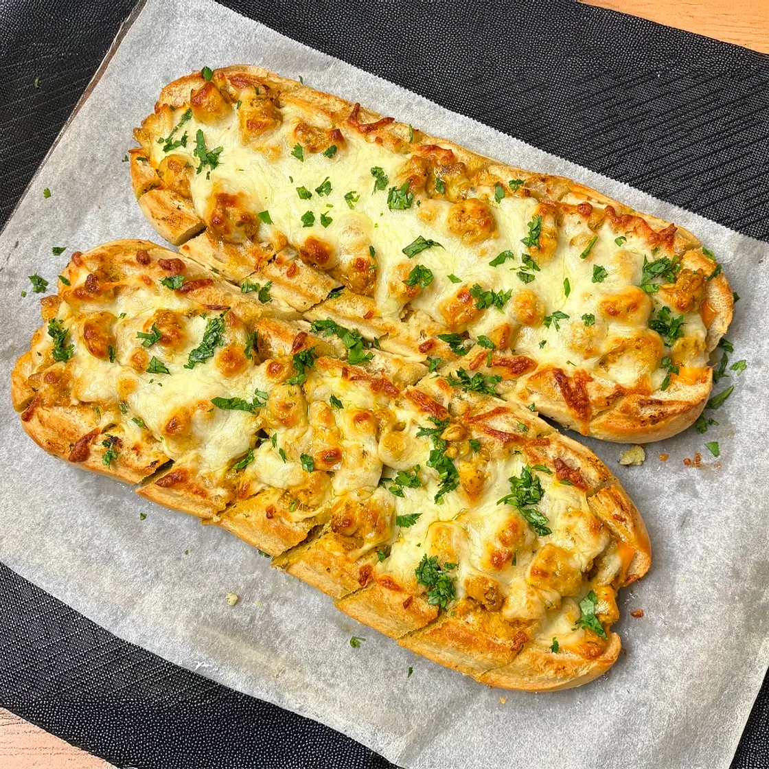 Cheesy Chicken Garlic Baguettes