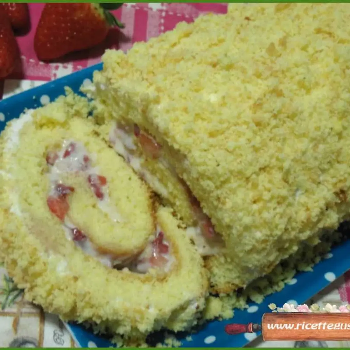Rotolo mimosa crema ganache e fragole