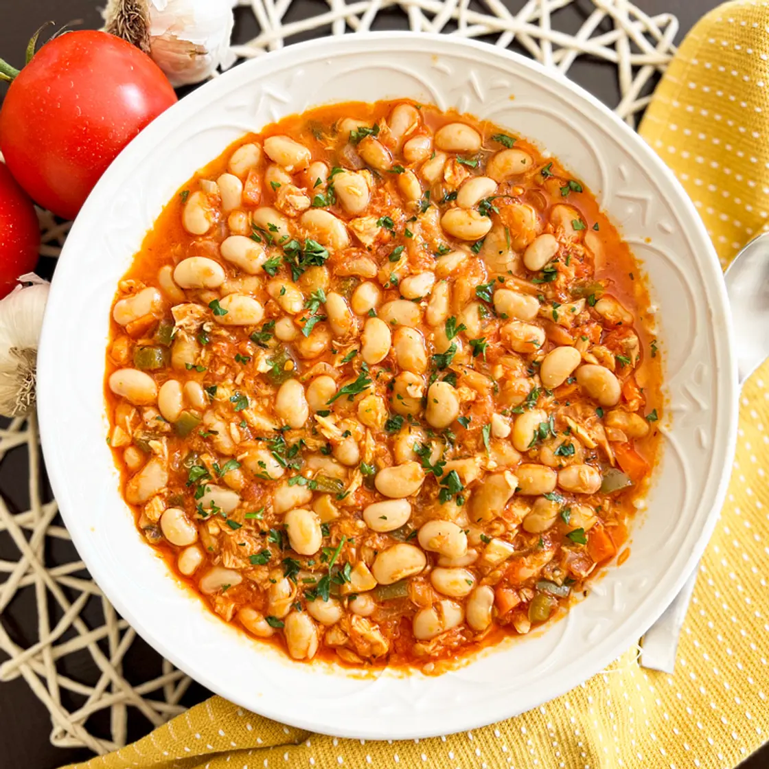 Spanish Beans and Tuna in a Hearty Tomato Sauce
