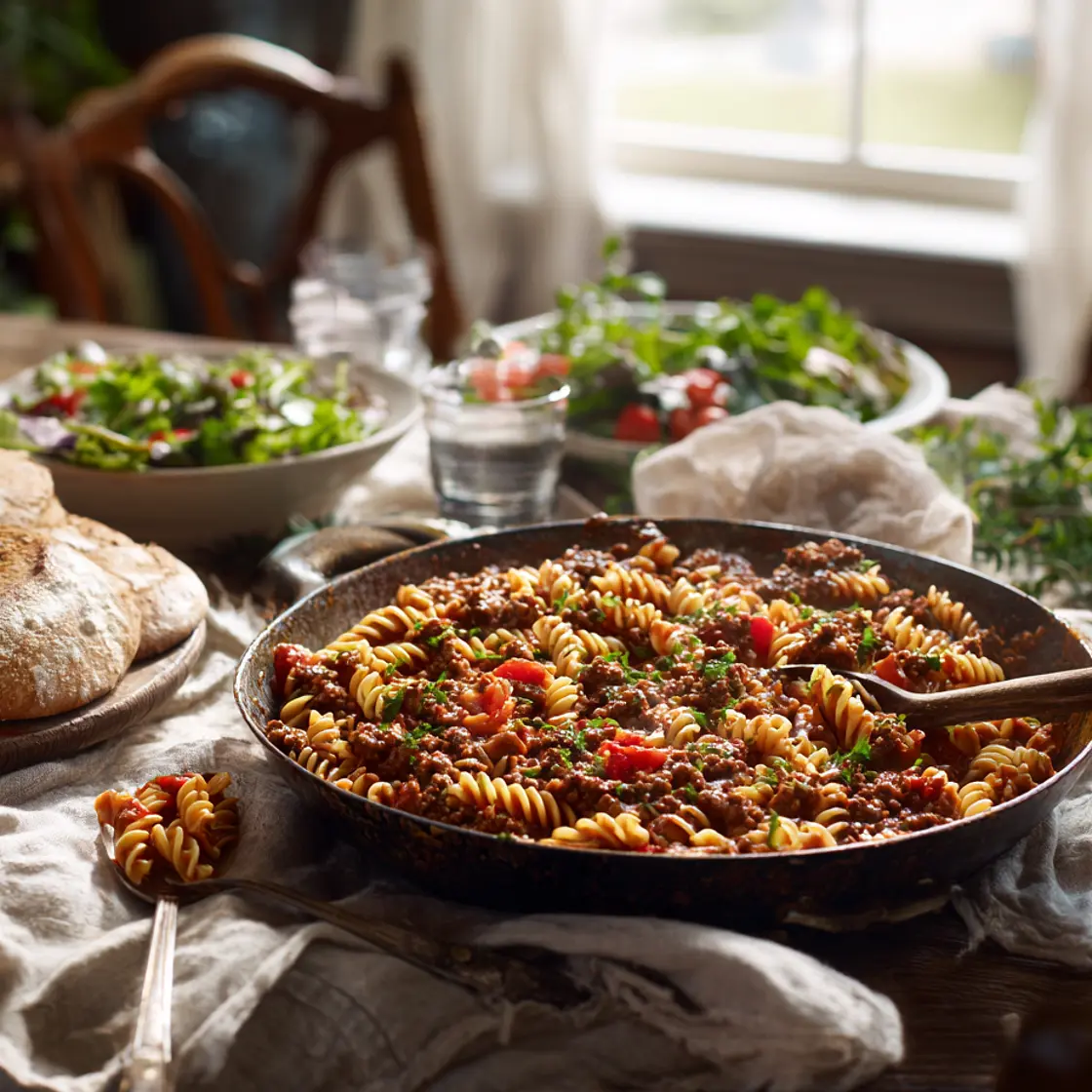 Hearty Minced Beef With Tomatoes and Fusilli