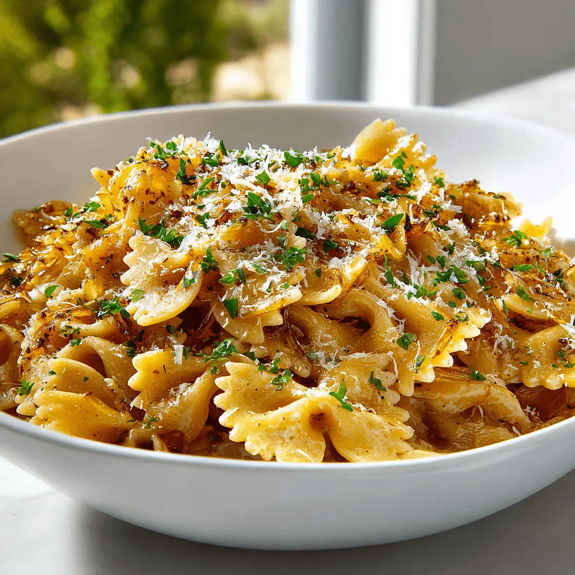 Pasta mit karamellisierten Zwiebeln