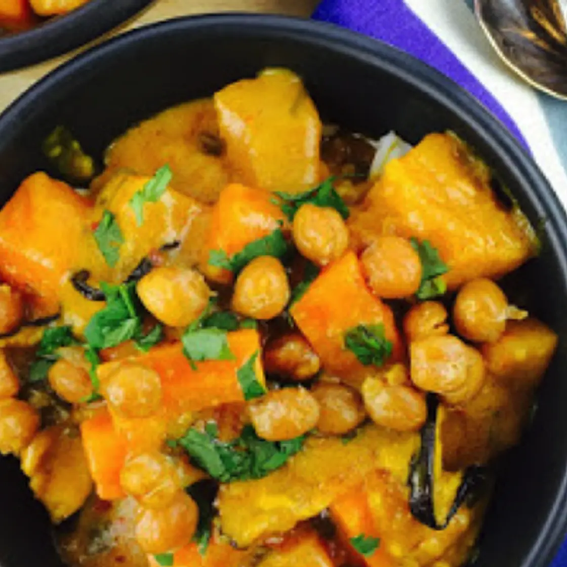 Vegan Coconut & Pumpkin Curry with Roasted Chickpeas