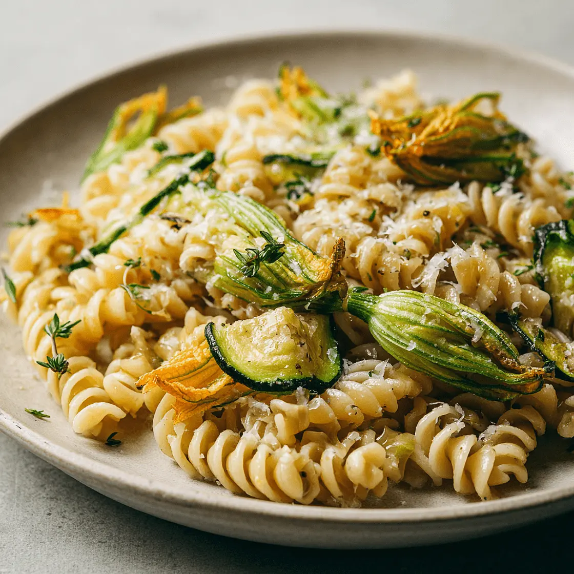 Fusili Zucchini und Zucchiniblüten
