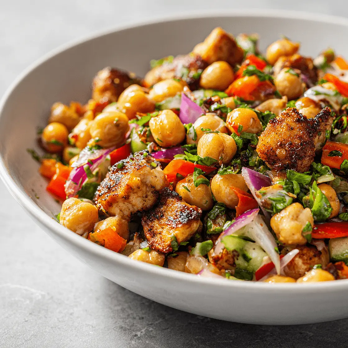 Gemischter Kichererbsensalat mit Tahini-Dressing