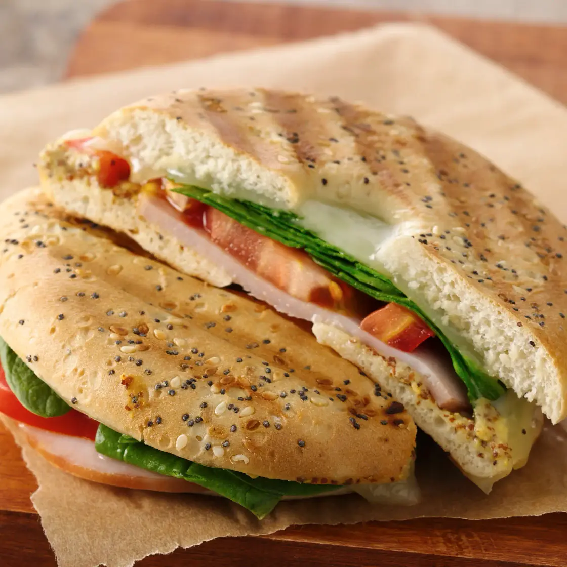 Canadian Bacon Bagel Sandwiches