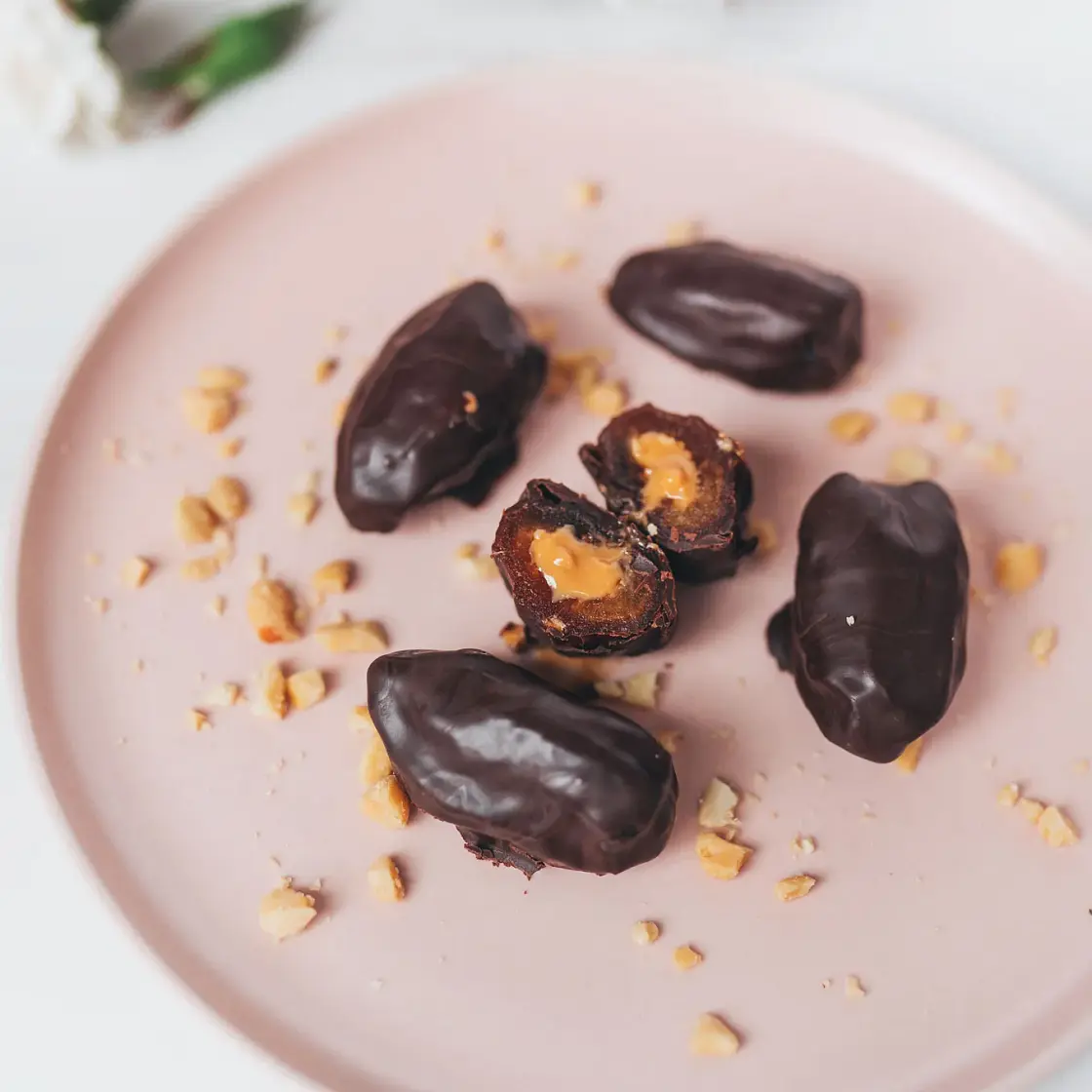 3 Ingredient Snickers Stuffed Dates