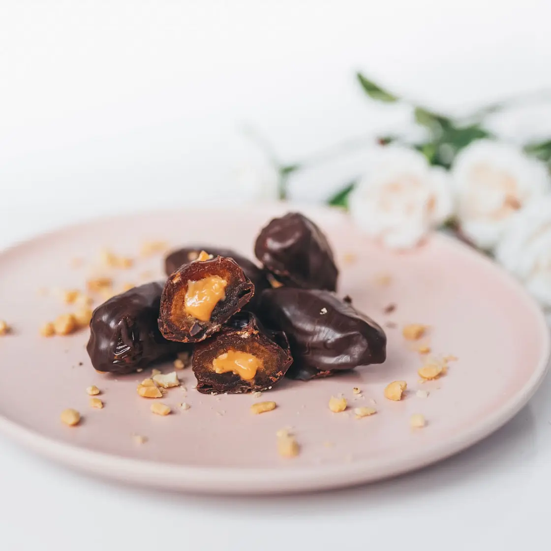 3 Ingredient Snickers Stuffed Dates